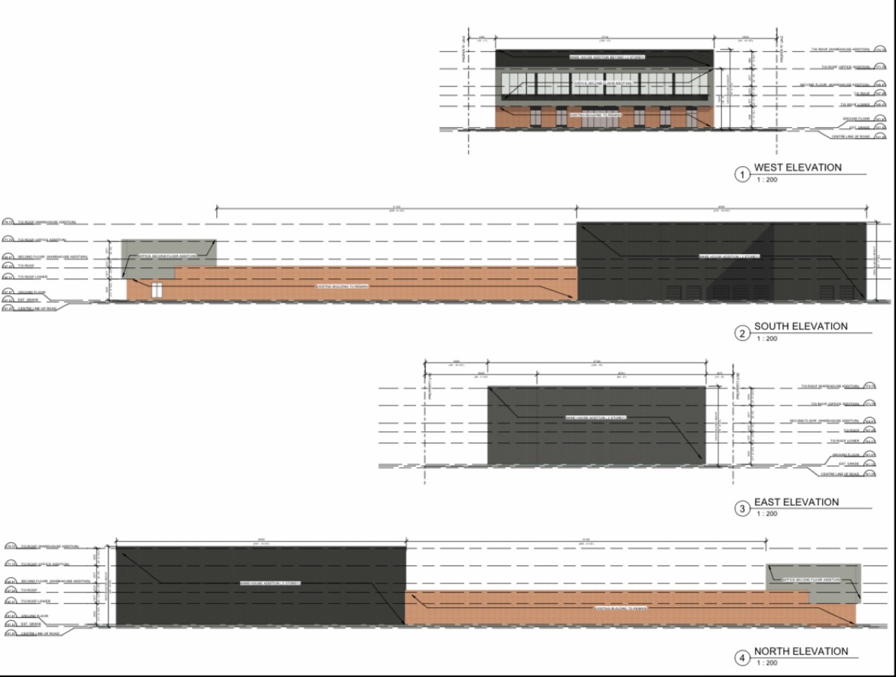 Pharmaceutical manufacturing and warehouse elevations